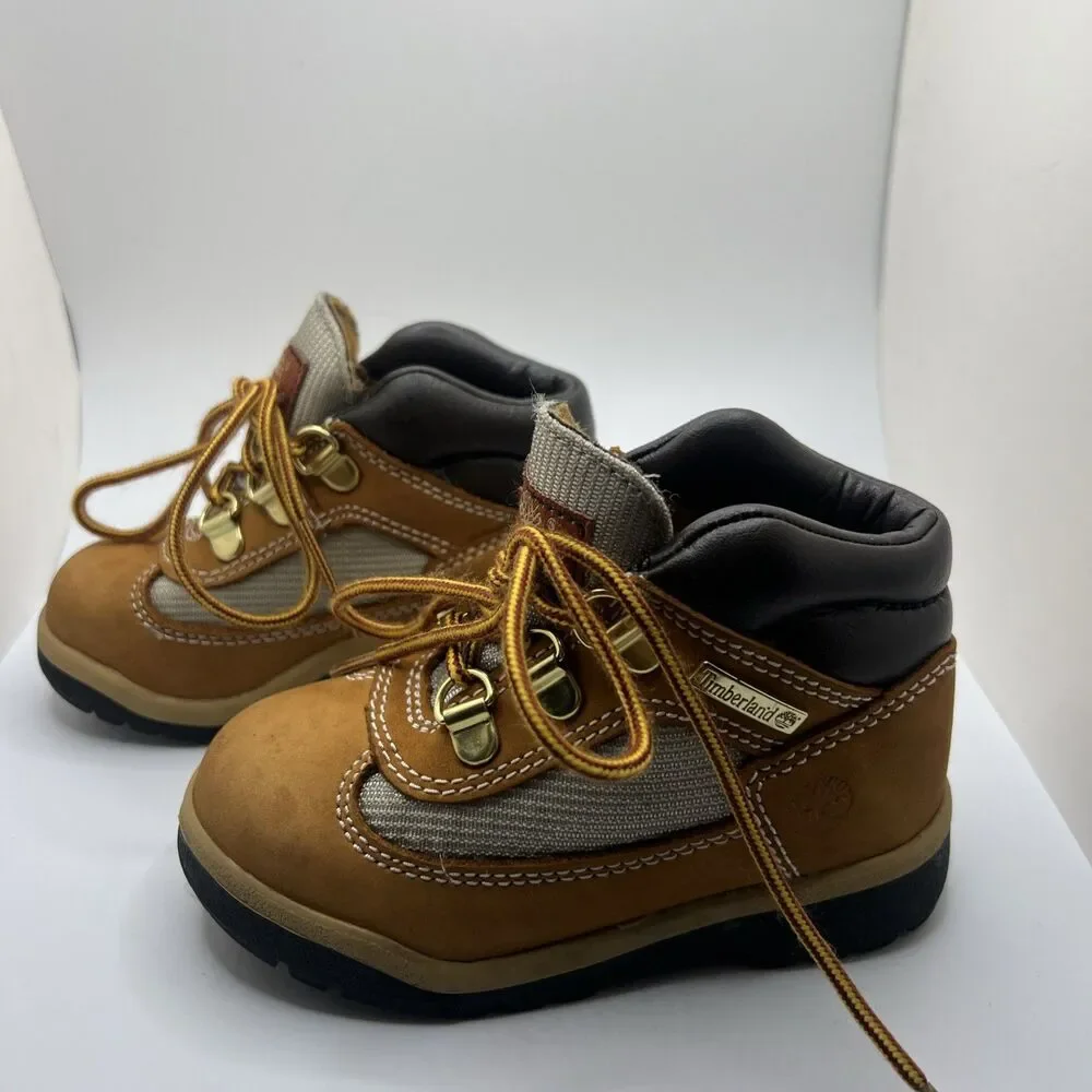 TIMBERLAND Toddler Field Boot US Size 8 Wheat Tan Nubuck Leather Hiking EUC